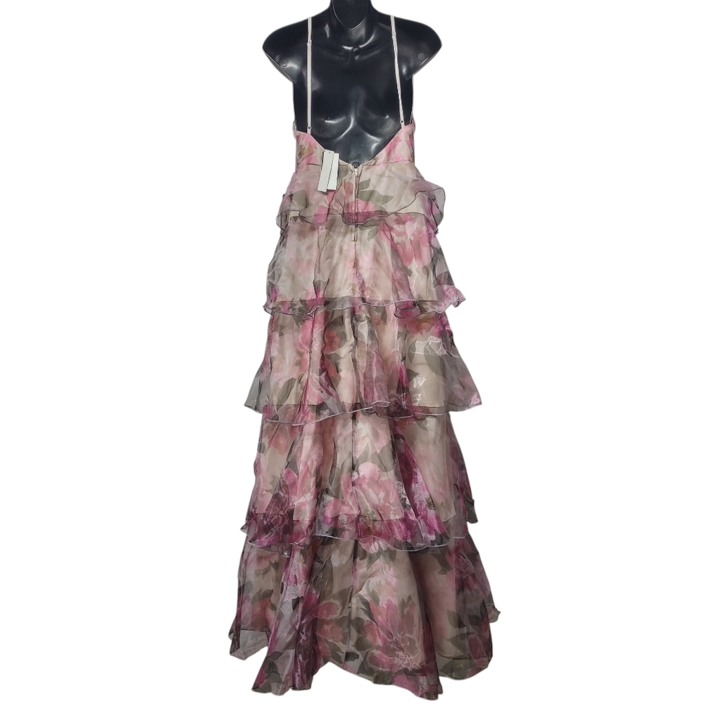 Speechless Floral Halter Neck Tiered Maxi Dress Pink Ruffle Layered Formal 7 NWT - Picture 4 of 15
